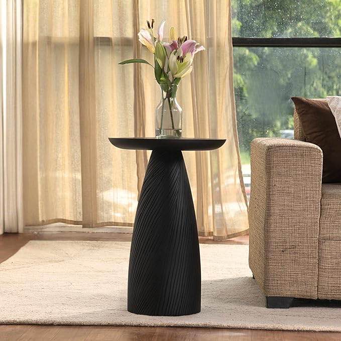 Mid-Century Farmhouse Cottagecore Round Wood Accent Drink Table