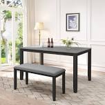 58" solid wood dining table and bench set