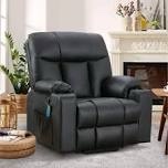 37.8" wide soft and oversize leather power lift assist massage heat recliner with usb & dual cupholders