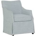 bedford london upholstered skirted dining arm chair with hidden casters