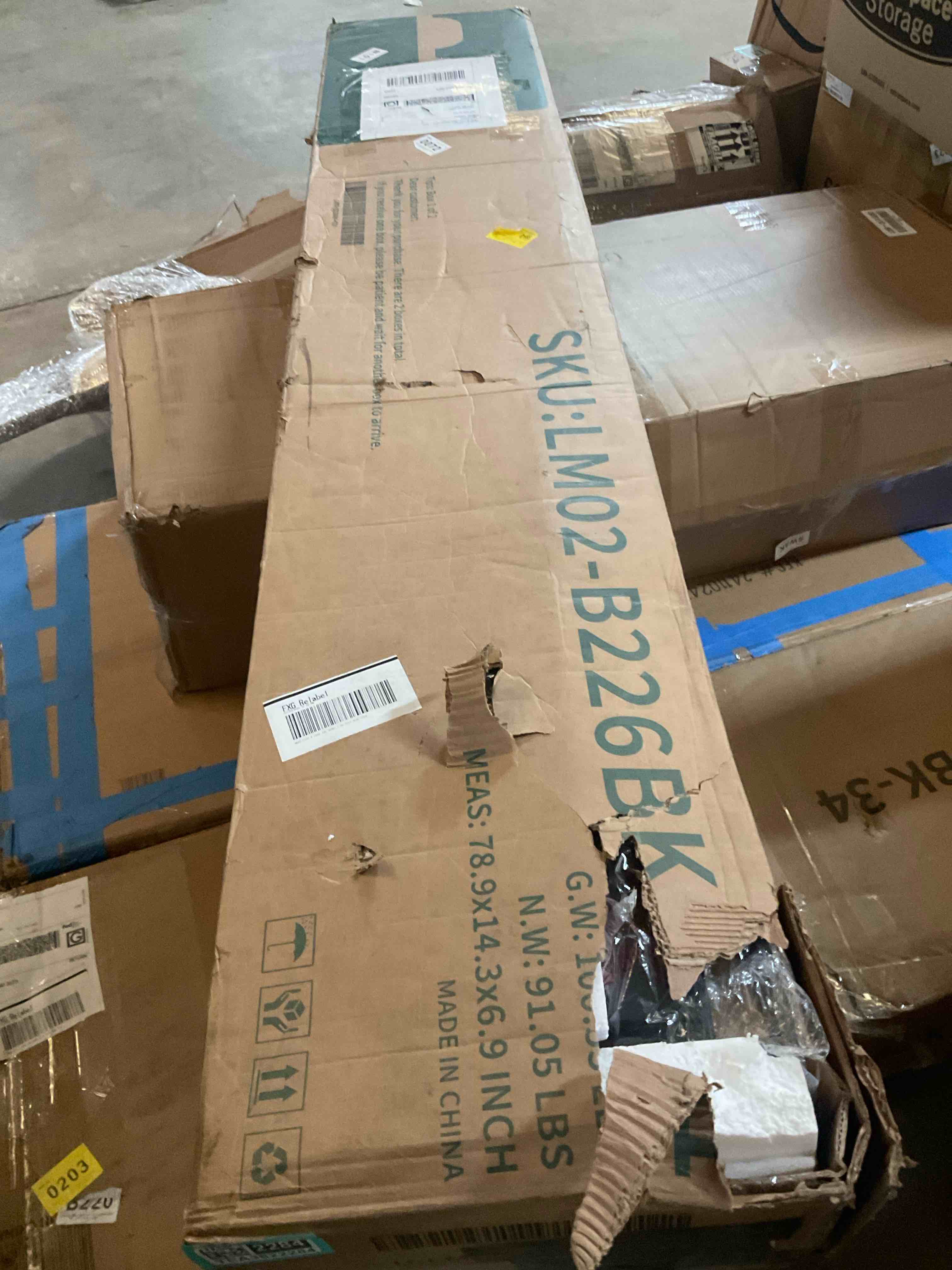 Condition photo showing Good Condition for incomplete bed frame with 6 storage drawers, linen upholstered headboard, built in charging station and led