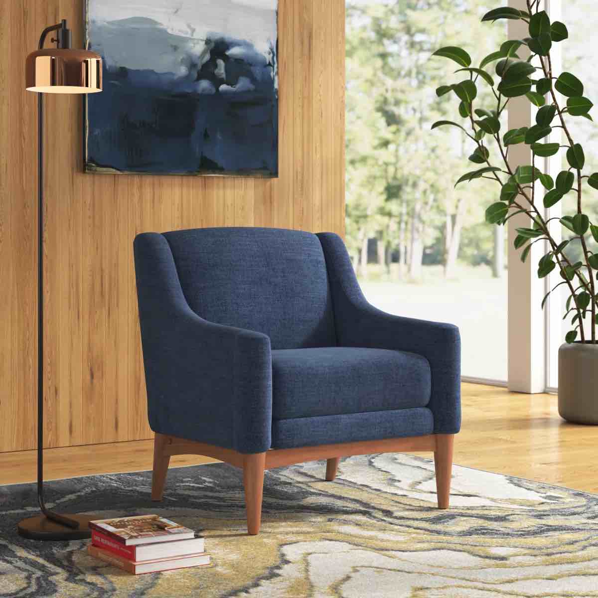 armchair with solid wood legs