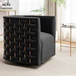 Occie Velvet Swivel Barrel Chair