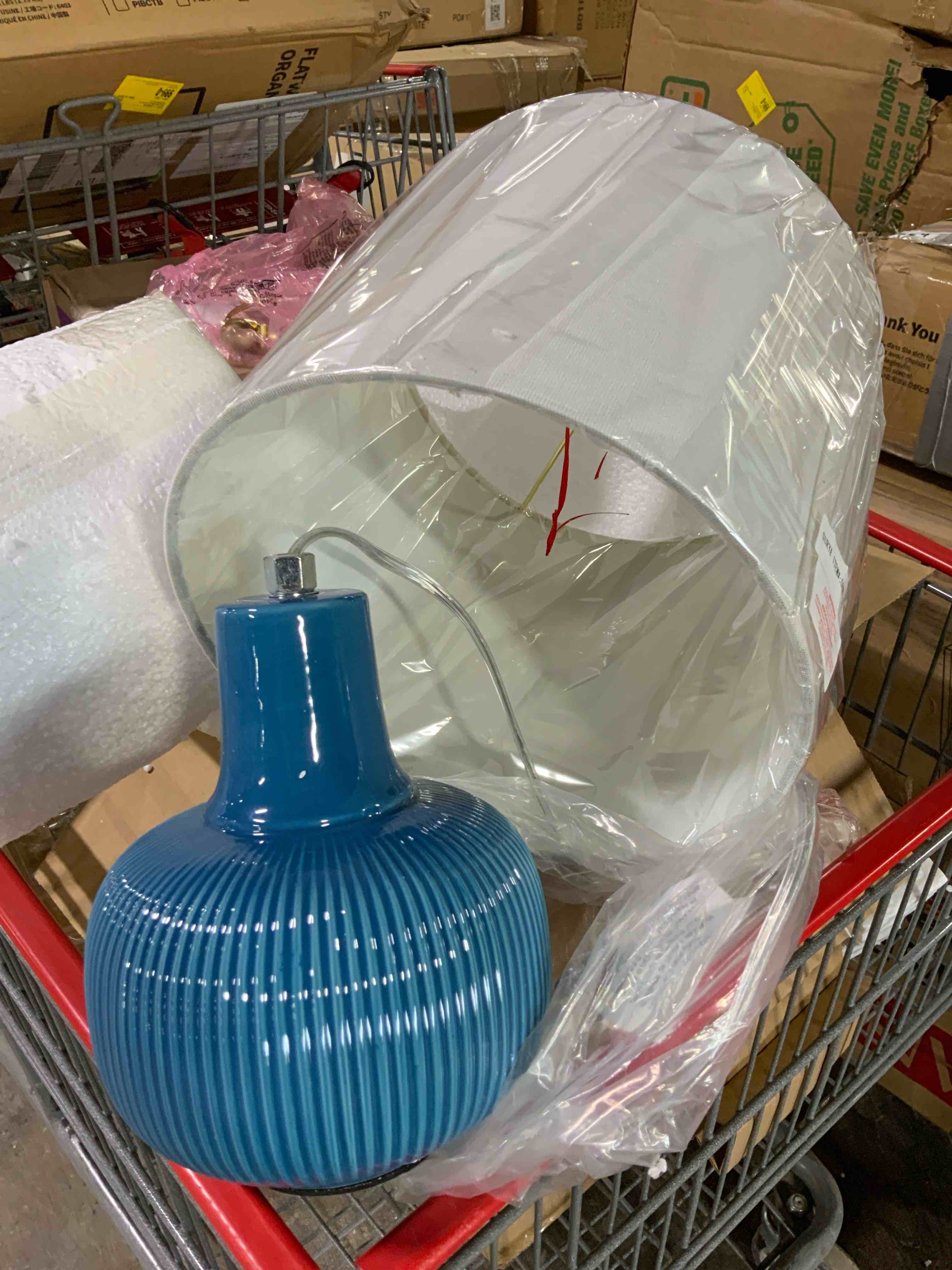 table lamp with blue round base