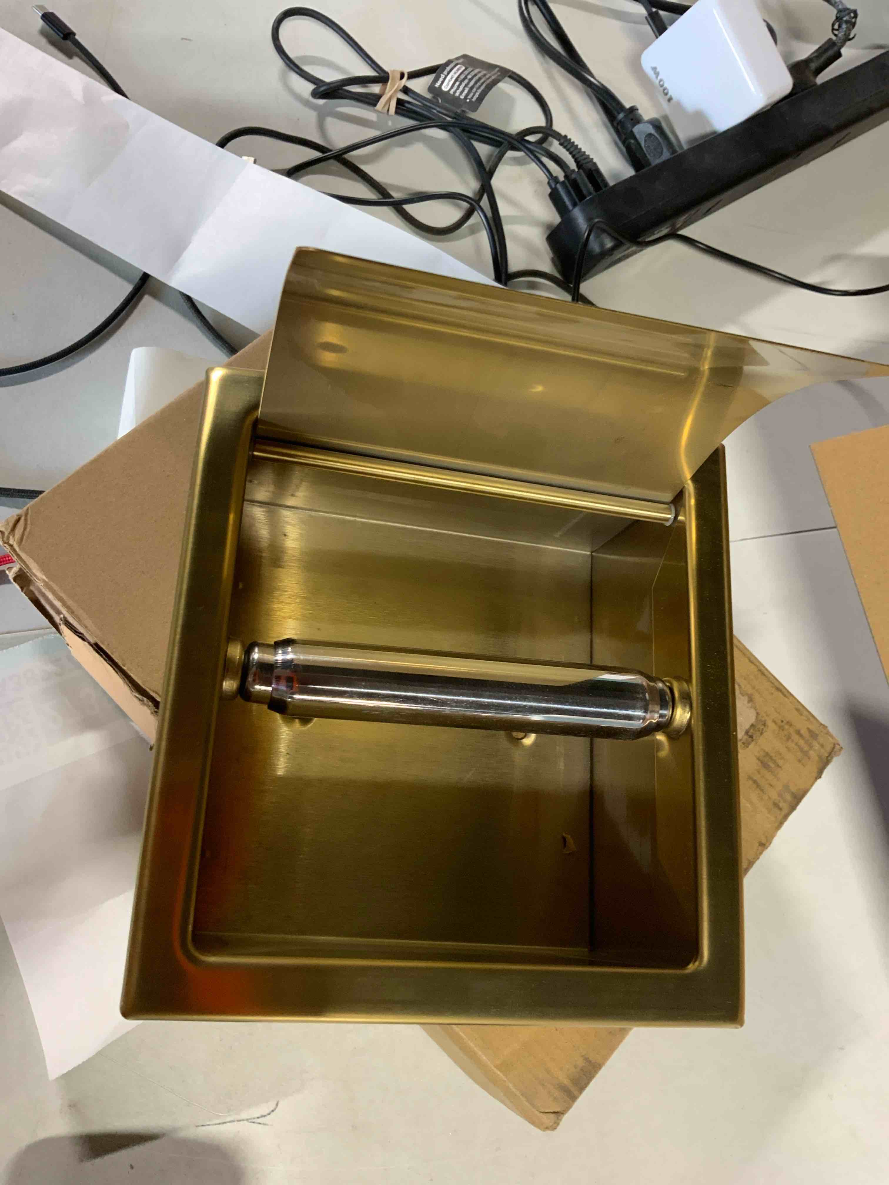 Condition photo showing Good Condition for brushed gold pvd toilet paper holder