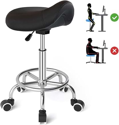 Latitude Run® Ergonomic Saddle Stool Adjustable Pneumatic Swivel Rolling Saddle Seat Stool With Wheels For Medical Hygienic Spa Massage Salon Home And Office 506 Haku