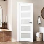 Interior Frosted Door 5-Lite Solid Core Pantry Slab Door Primed Standard Door For French Bathroom Doors