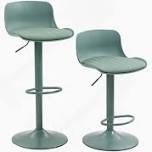 Condition photo showing Good Condition for (one stool only)modern adjustable swivel bar stools, pu leather counter barstool with back, kitchen island chairs with large base(set of 2)