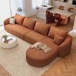 incomplete 138.6" modular sectional couches luxury modern curved back sofa,minimalist comfy l-shape boneless cloud couch for living room apartment,(right facing chaise,black)