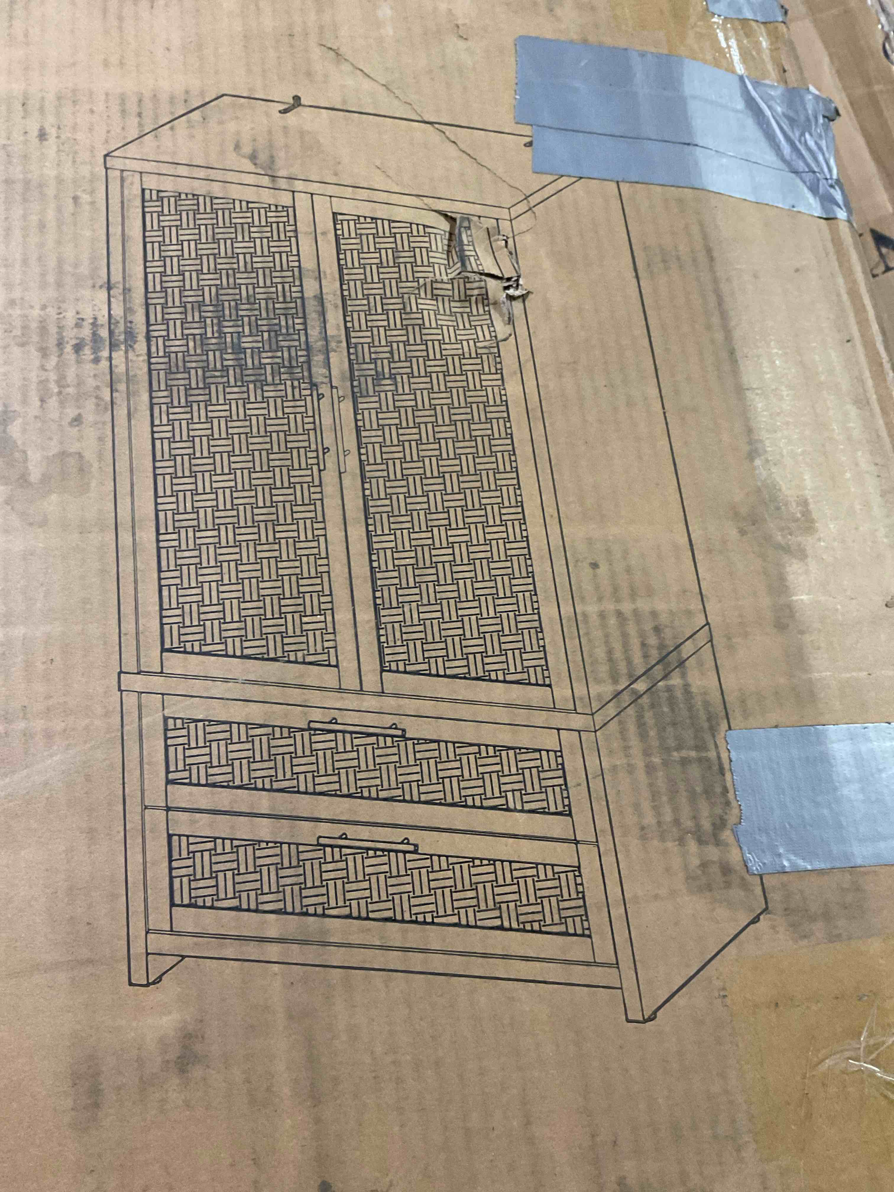 Condition photo showing As Is for Sicotas 2 Drawer Wardrobe missing pieces