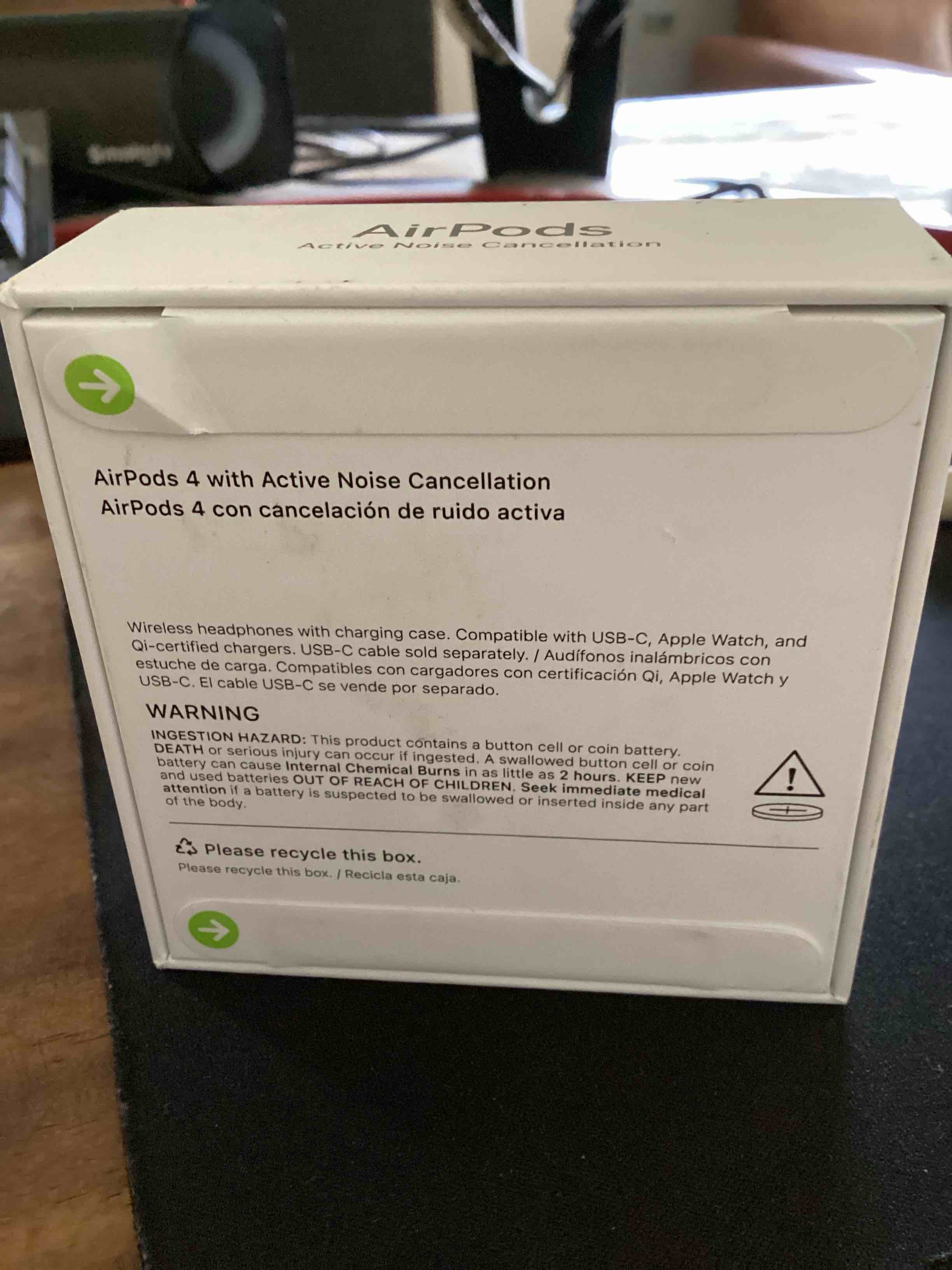Condition photo showing New/Like New for Apple AirPods 4 Wireless Earbuds, Bluetooth Headphones, with Active Noise Cancellation, Adaptive Audio, Transparency Mode, Personalized Spatial Audio, USB-C Charging Case, Wireless Charging, H2 Chip