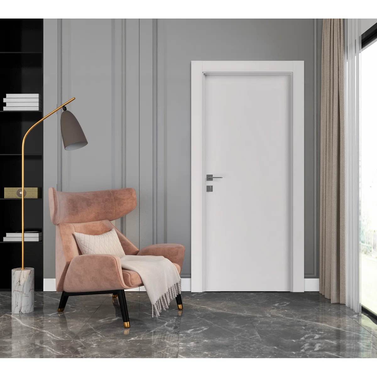 primed solid wood plain interior -berkley flush door