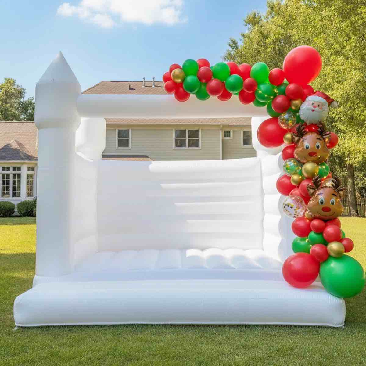 13ft White Bounce House With Air Blower Oxford Material For Kids And Adults