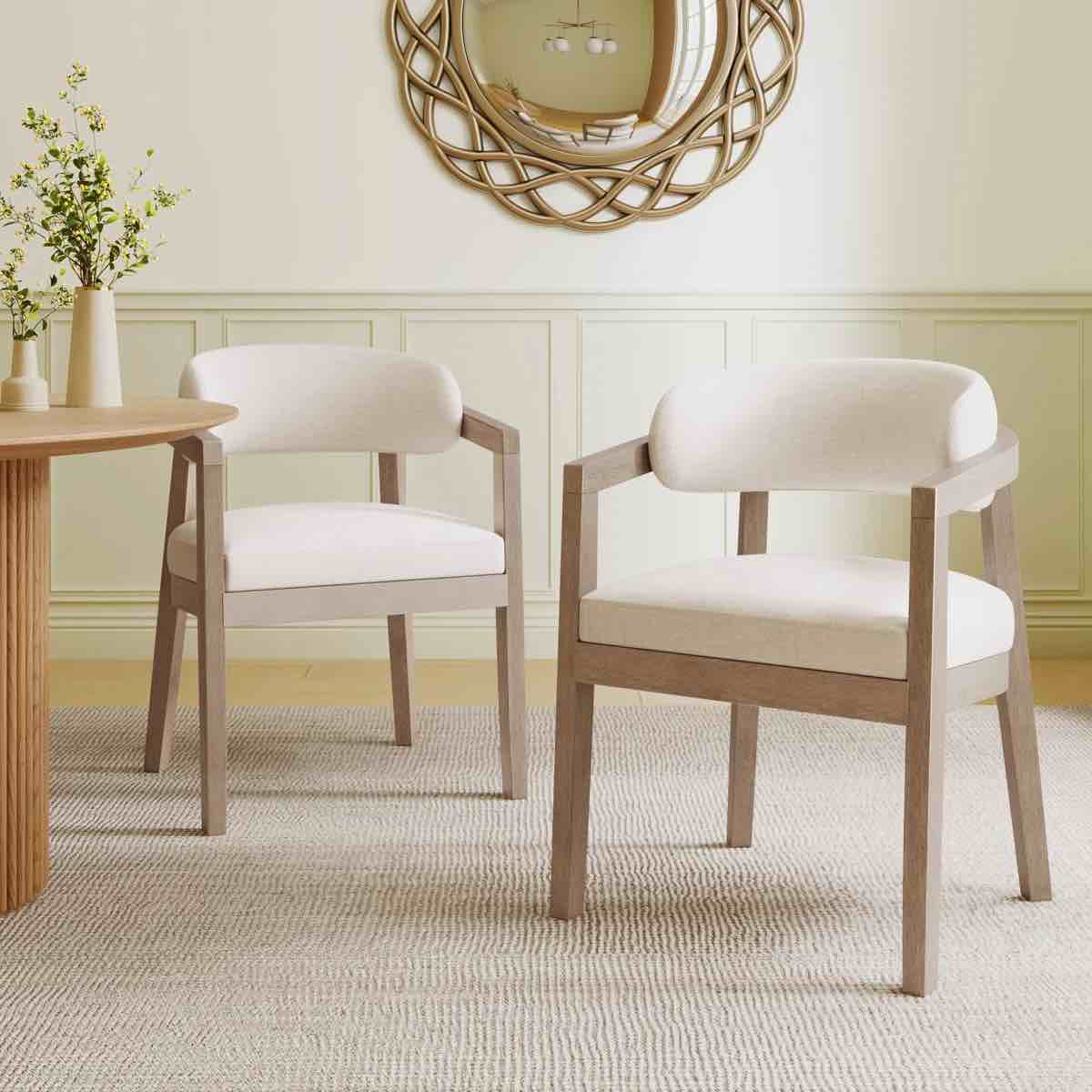 Drake Rubberwood Upholstered Dining Chairs