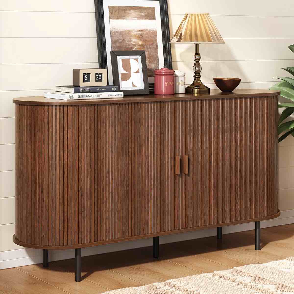55” Sideboard Storage Cabinet With Doors And Shelves - Credenza Storage Cabinet For Office, Bedroom Storage Cabinet, Hallway Storage Cabinet, Console Storage Cabinet