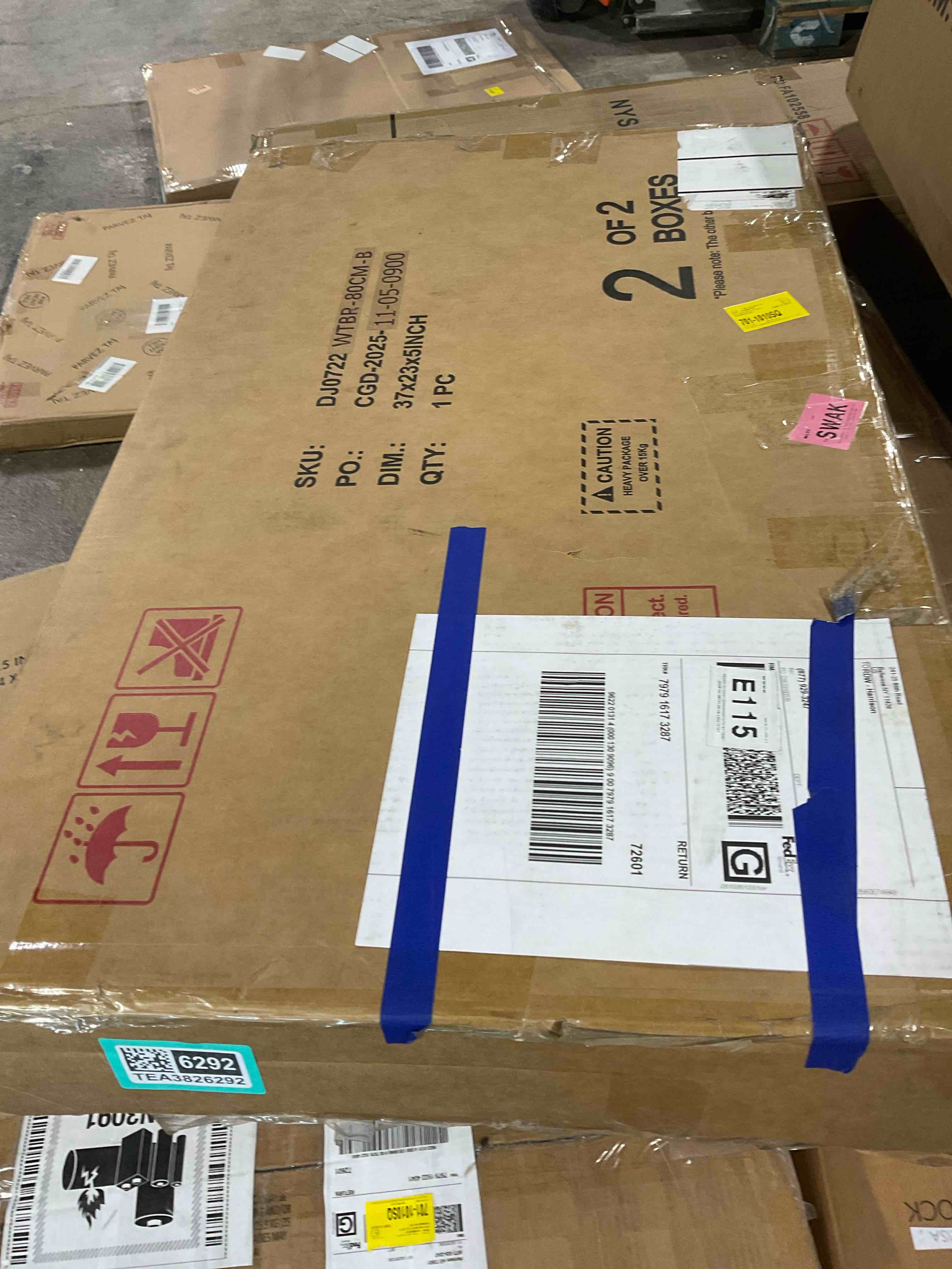 Condition photo showing Good Condition for 72.8"H Farmhouse Armoire Wardrobe Closet With Sensor Light And 2 Drawer, Folding Sliding Barn Door Armoire Cabinet With Hanging Rod For Bedroom