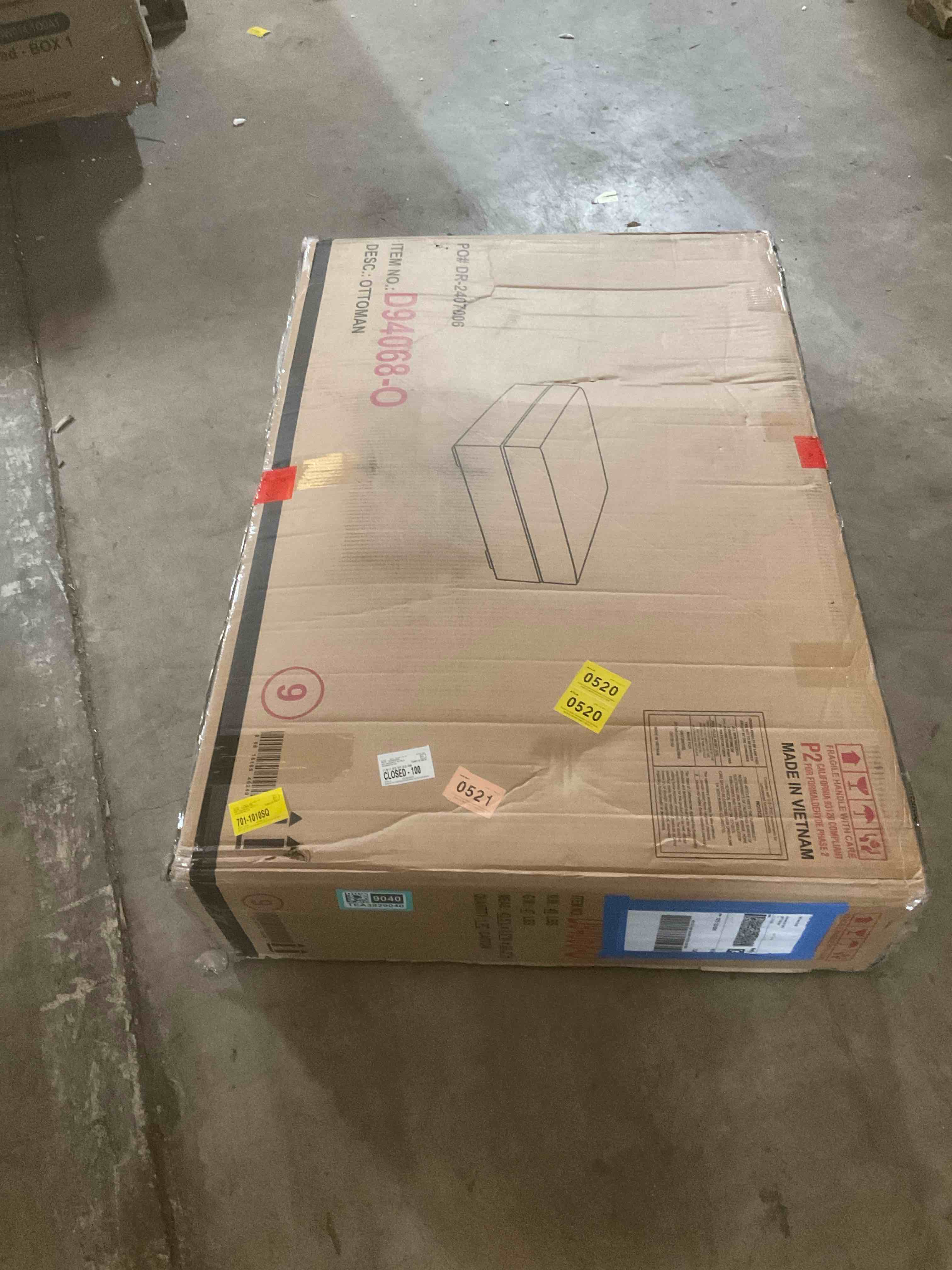 Condition photo showing Good Condition for 44” Upholstered Corduroy Ottoman 