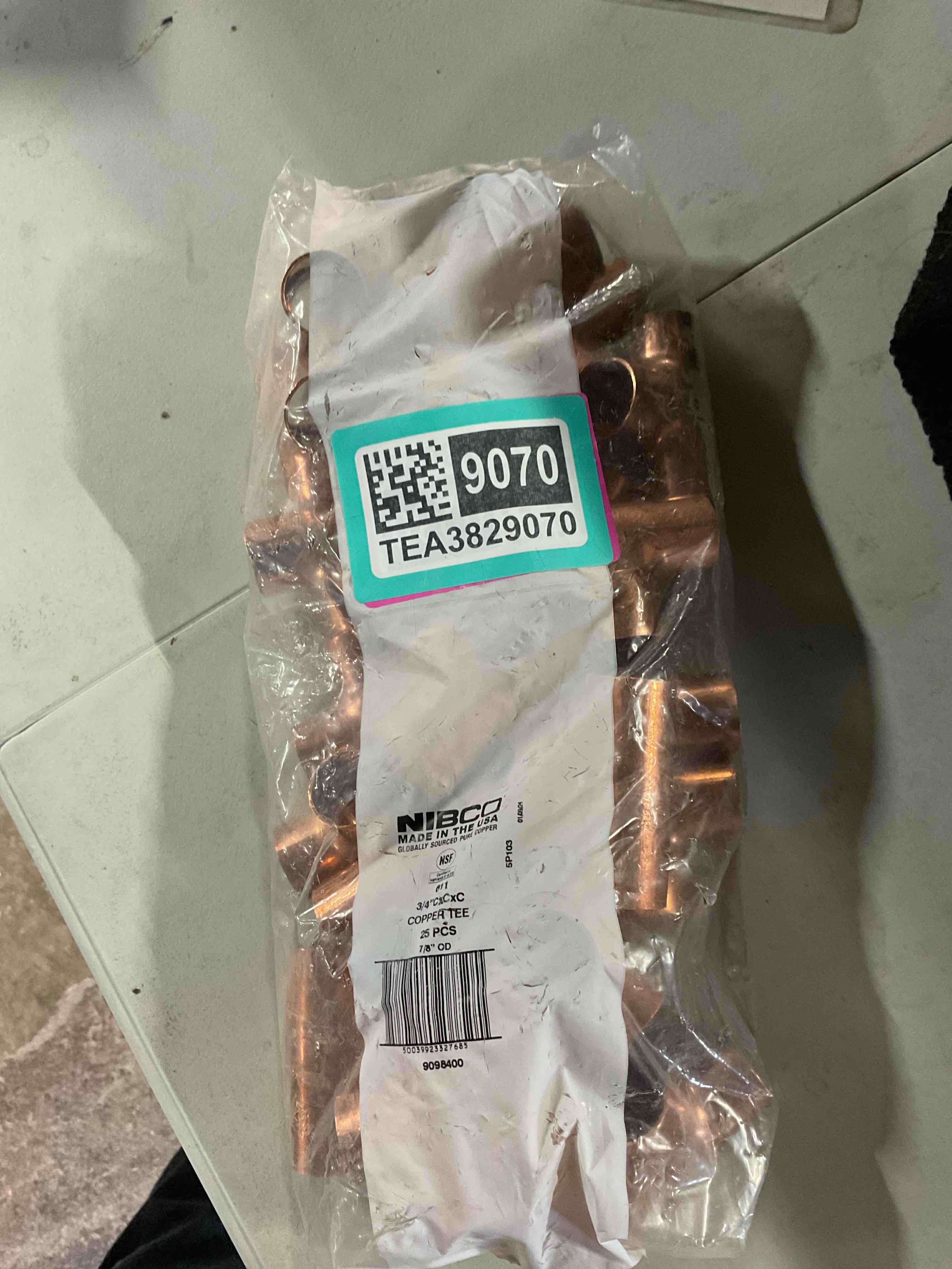 Condition photo showing New/Like New for THREE-QUARTER INCH COPPER FITTING T 25 PACK