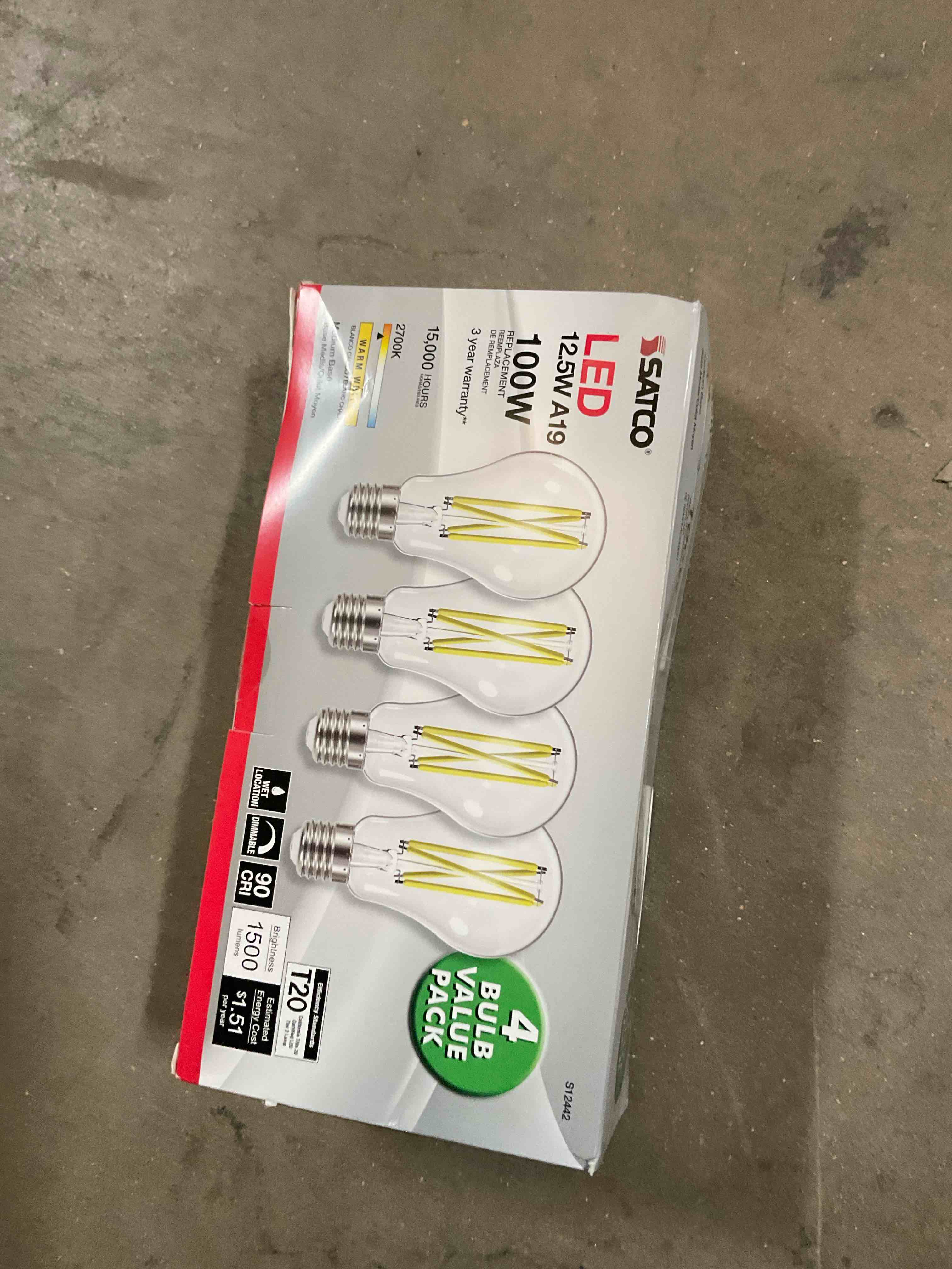 Condition photo showing Good Condition for 12.5 Watt (100 Watt Equivalent), A19 LED, Dimmable Light Bulb, Warm White E26/Medium (Standard) Base
