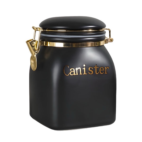 Ceramic Canister Stoneware Kitchen Food Storage Jar with Lid for Tea, Ground Coffee, Nuts, Beans, Spices, Cereal