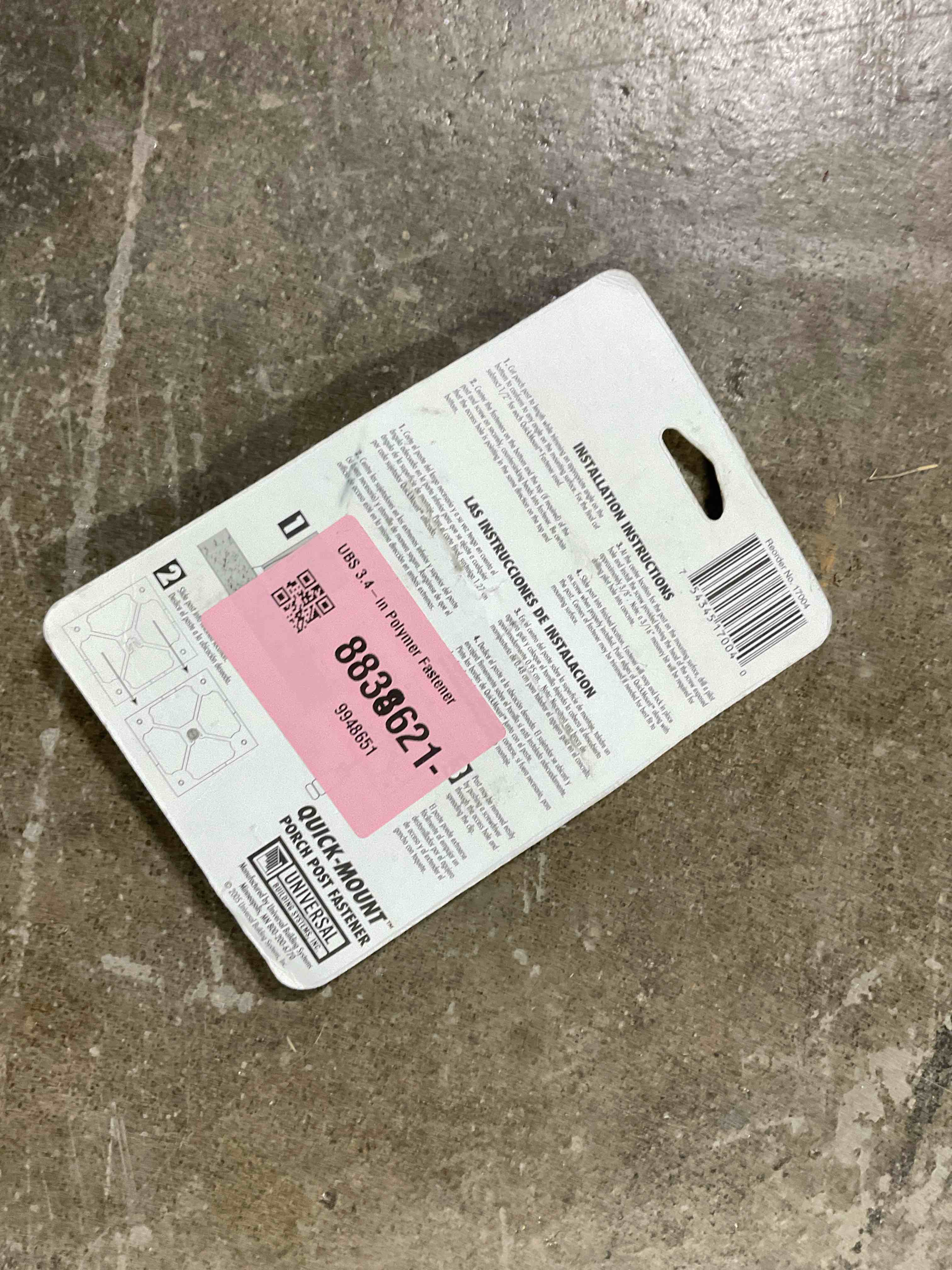 Condition photo showing Good Condition for UBS 3.4-in Polymer Fastener