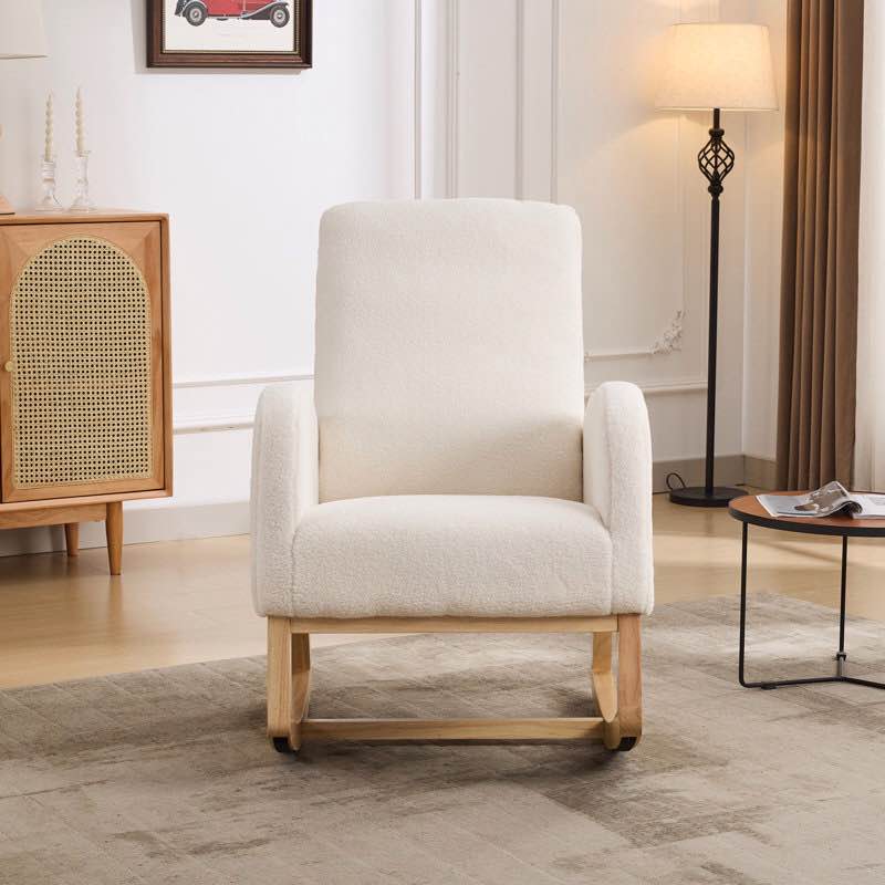 BEIGE FABRIC ROCKING CHAIR