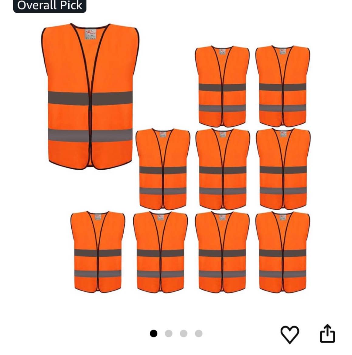 zojo High Visibility Kids Safety vests Adjustable Size, Ages:13+ (10 Pack, Kids-L-Neon Orange)