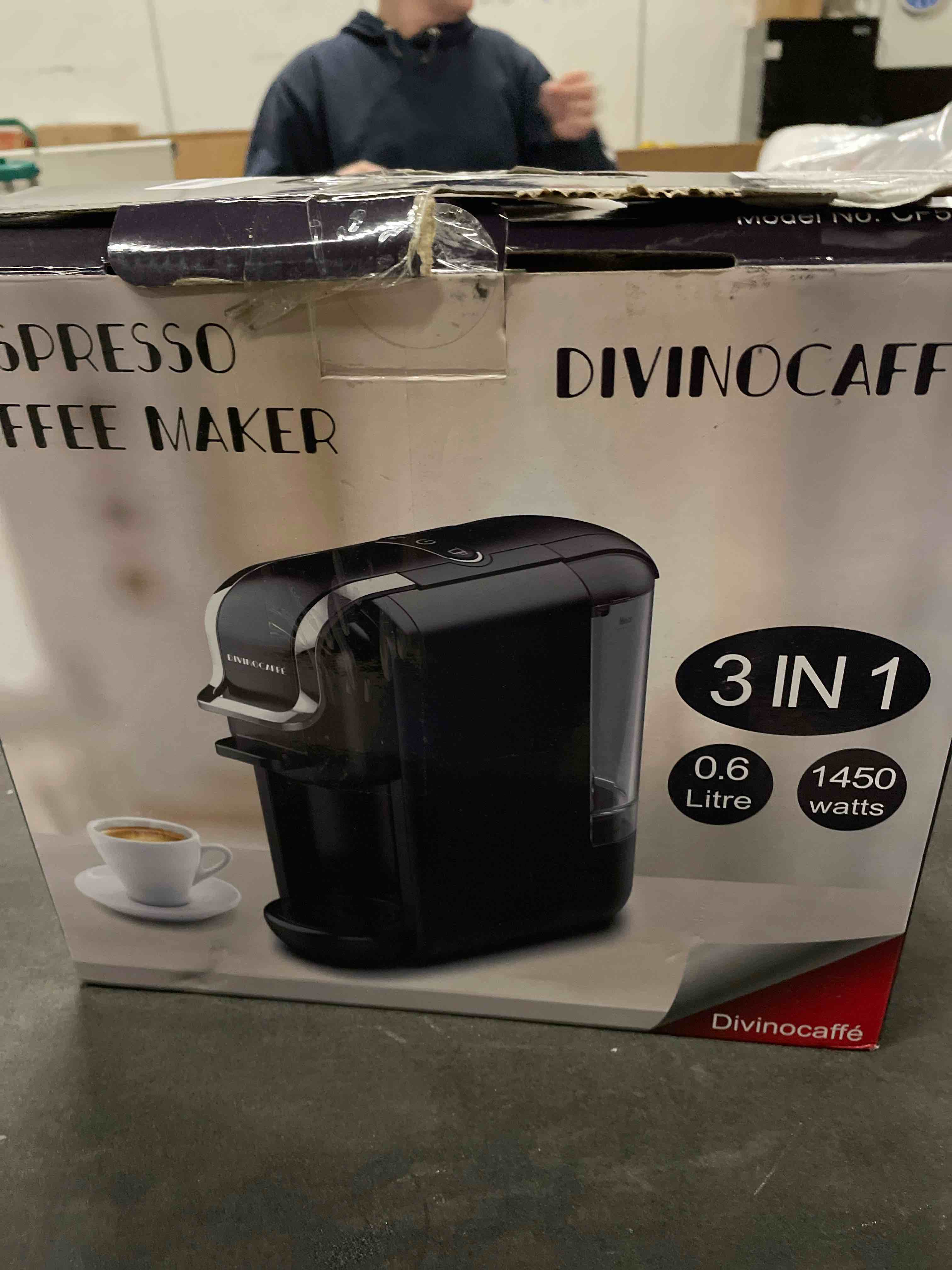 Condition photo showing Good Condition for Espresso Maker for Nespresso Capsule, Lavazza Blue Capsule & Coffee Powder, 19 Bar Pump Pressure Makes Authentic Espresso Coffee, Mini Espresso Coffee Machines with Removable Water Tank.