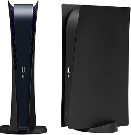 Black Face Plates Skin for PS5 Console, arVin Replacement Shell Cover Case for PS5, ABS Hard Shockpr