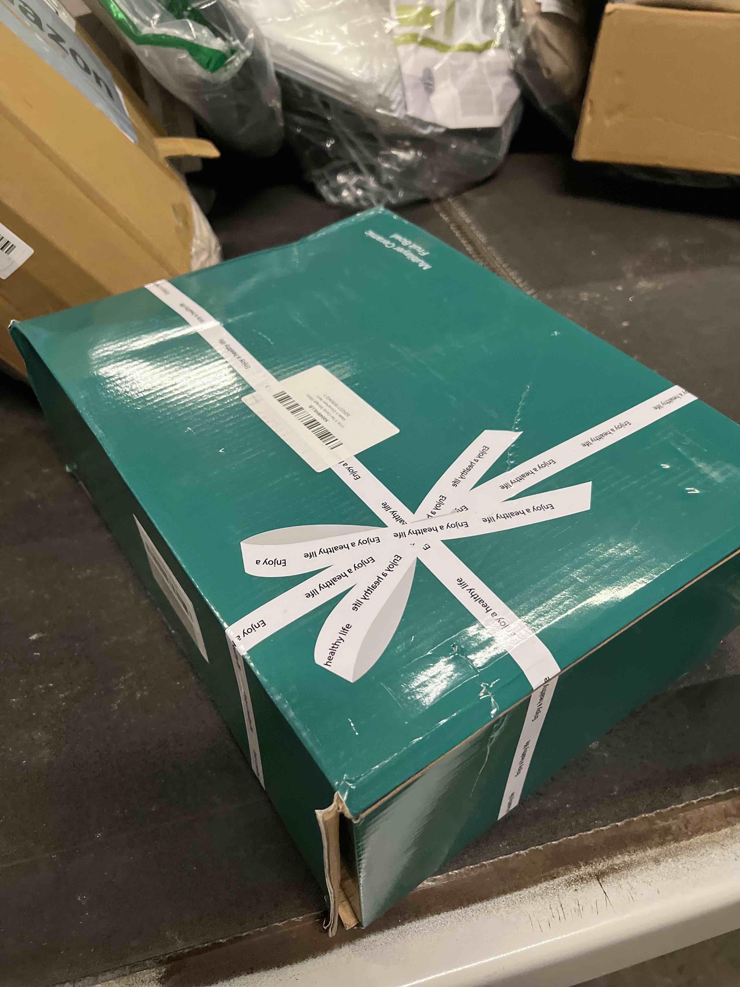 Condition photo showing As Is for YYW 3 Tier Fruit Bowl for Kitchen Counter, White Gold Ceramic Fruit Stand for Countertop, Home Fruit Rack with Holder, Vegetable Bowl Snacks Nuts Bread Candy Storage (Gold)