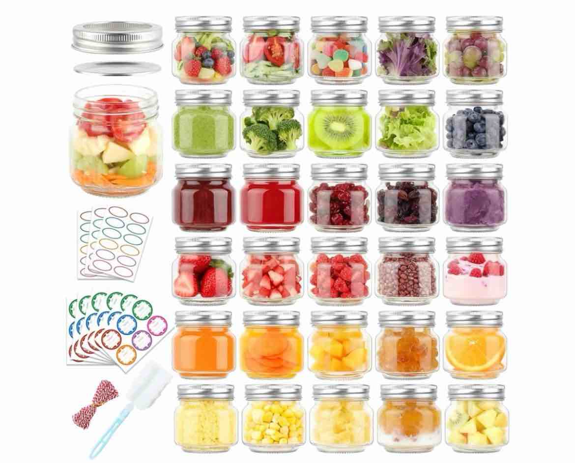 Comrzor 30 Pack Mason Jars 8 oz with Regular Lids and Bands, Small Mason Jars, Half Pint Canning Jar