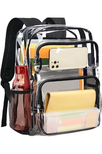 Condition photo showing As Is for Vorspack Clear Backpack Heavy Duty PVC Transparent Backpack Extra Large Clear Backpacks with Reinfor