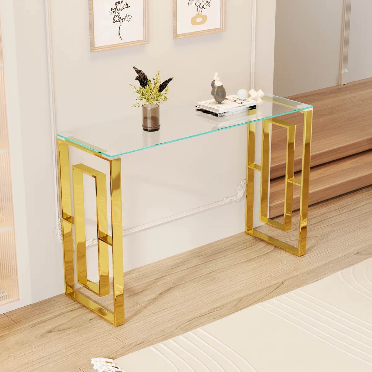 Naym 47.2'' Glass Top Console Table
