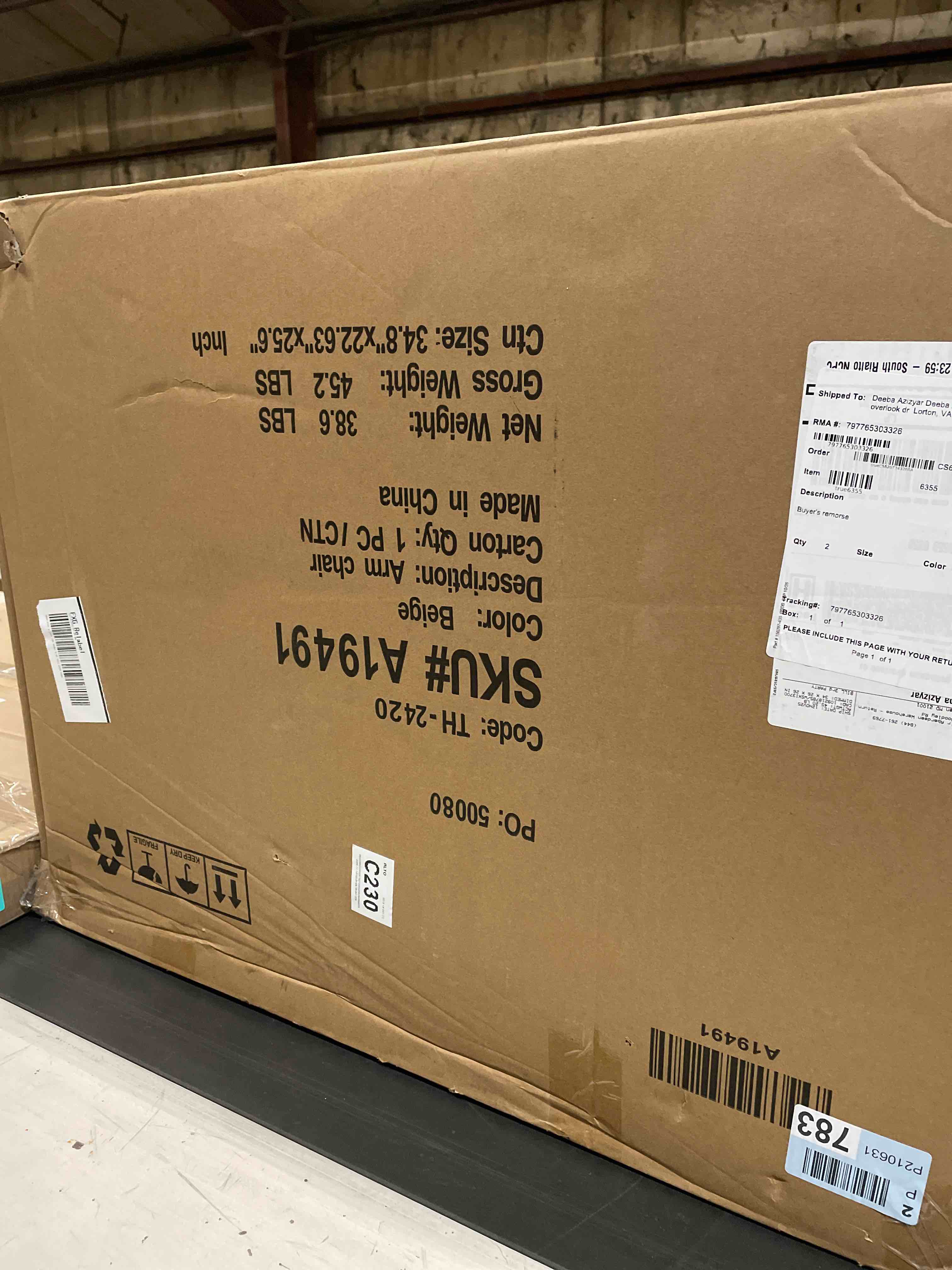 Condition photo showing As Is for Kyajah 27.5'' Wide Armchair With Solid wood legs