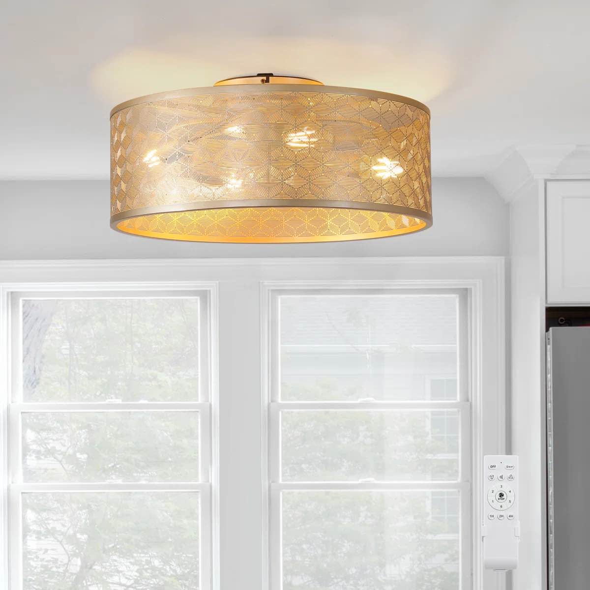 Modern Cage Ceiling Fan Chandelier With Remote Control