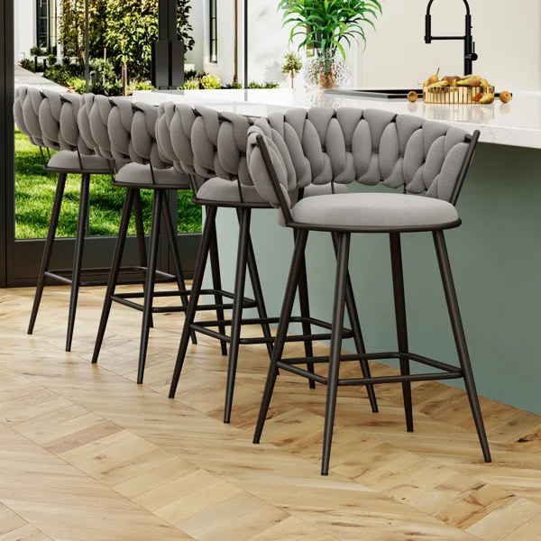 Upholstered Counter Stool With Metal Frame
