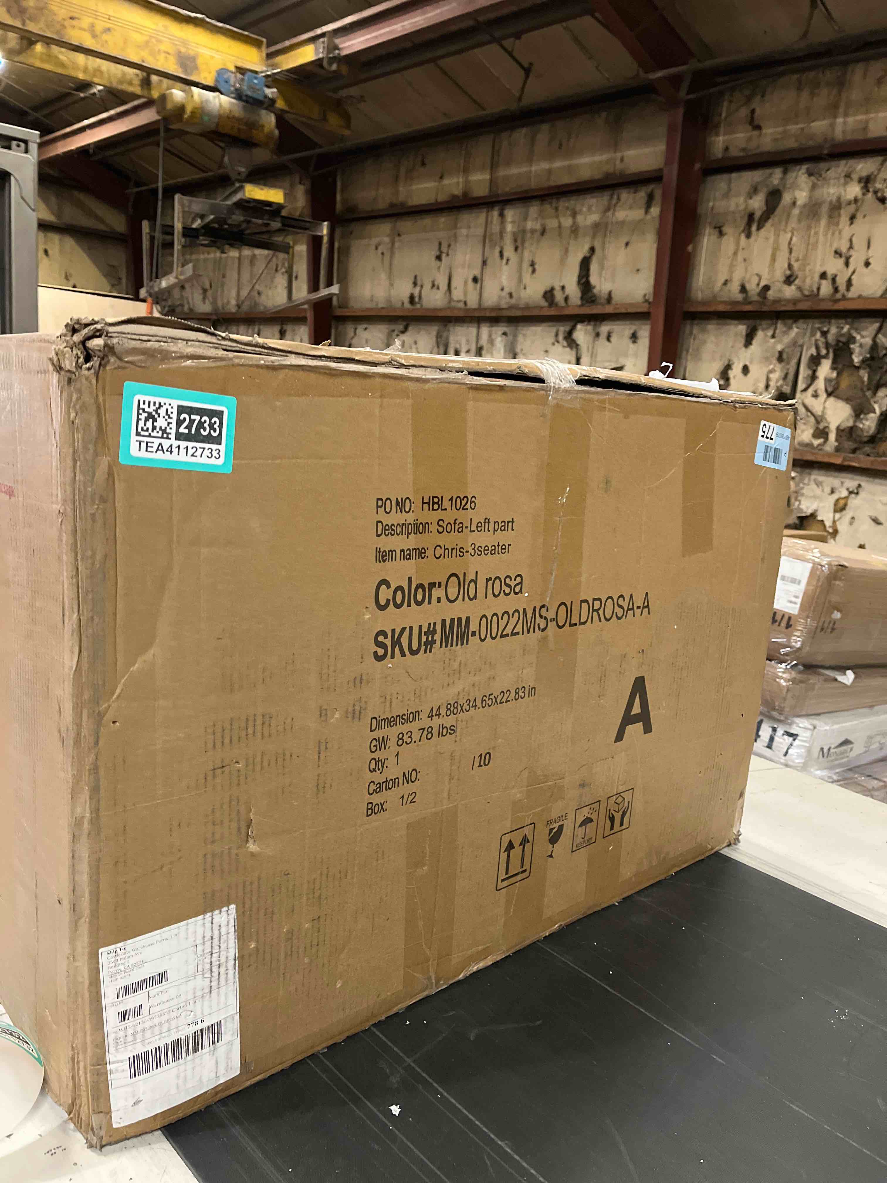 Condition photo showing Good Condition for Chris 3Seater Sofa Left Side Oldrosa Velvet