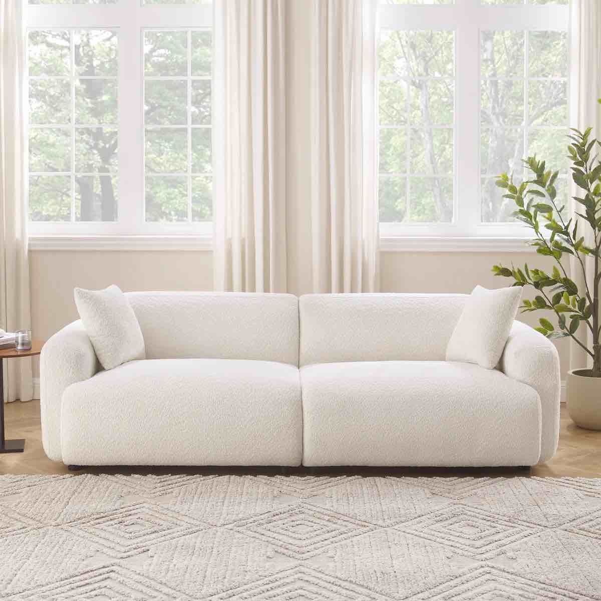 90 "Wide 3 Seat Upholstered Polyester Sofa with Throw Pillows Available in Living Room Apartment