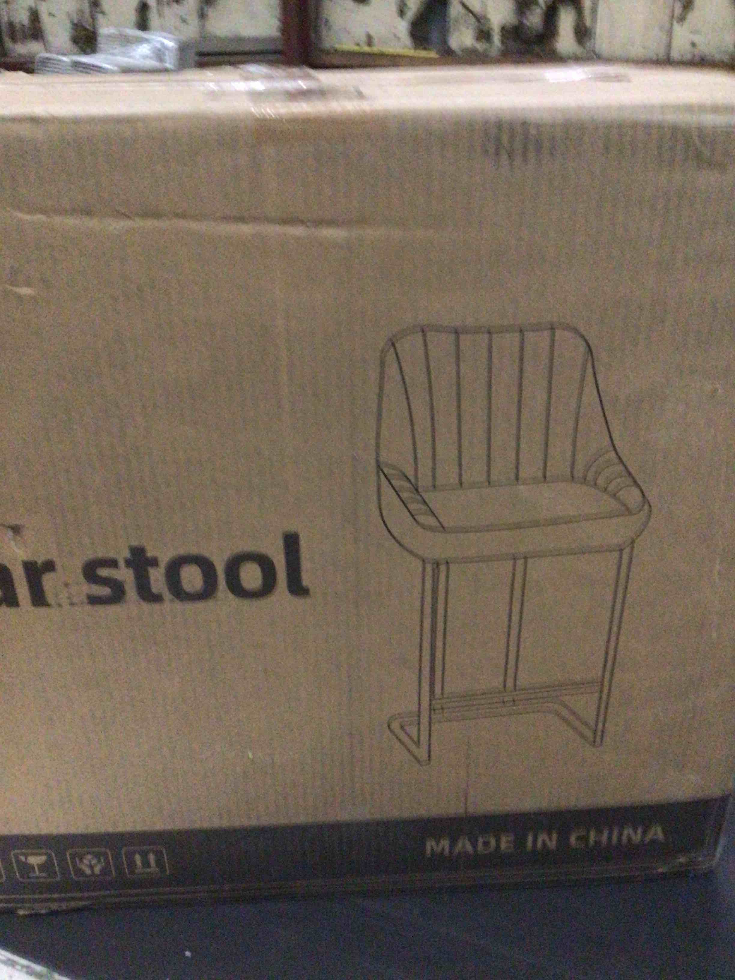 Bar Stools Set of 6, 24 Inch Barstools with Sturdy Legs, White Leather Farmhouse Upholstered Counter Height Bar Stool for Kitchen, Dining, Bar