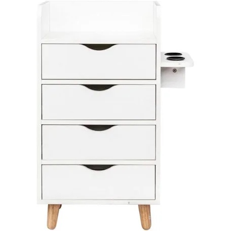 4 -Layer Salon Storage Cabinet,Beauty Barber Salon Styling Station Organizer Equipment,Hair Stylist Station Set with 2 Hair Dryer Holders,4 Drawers and Raised Table Legs