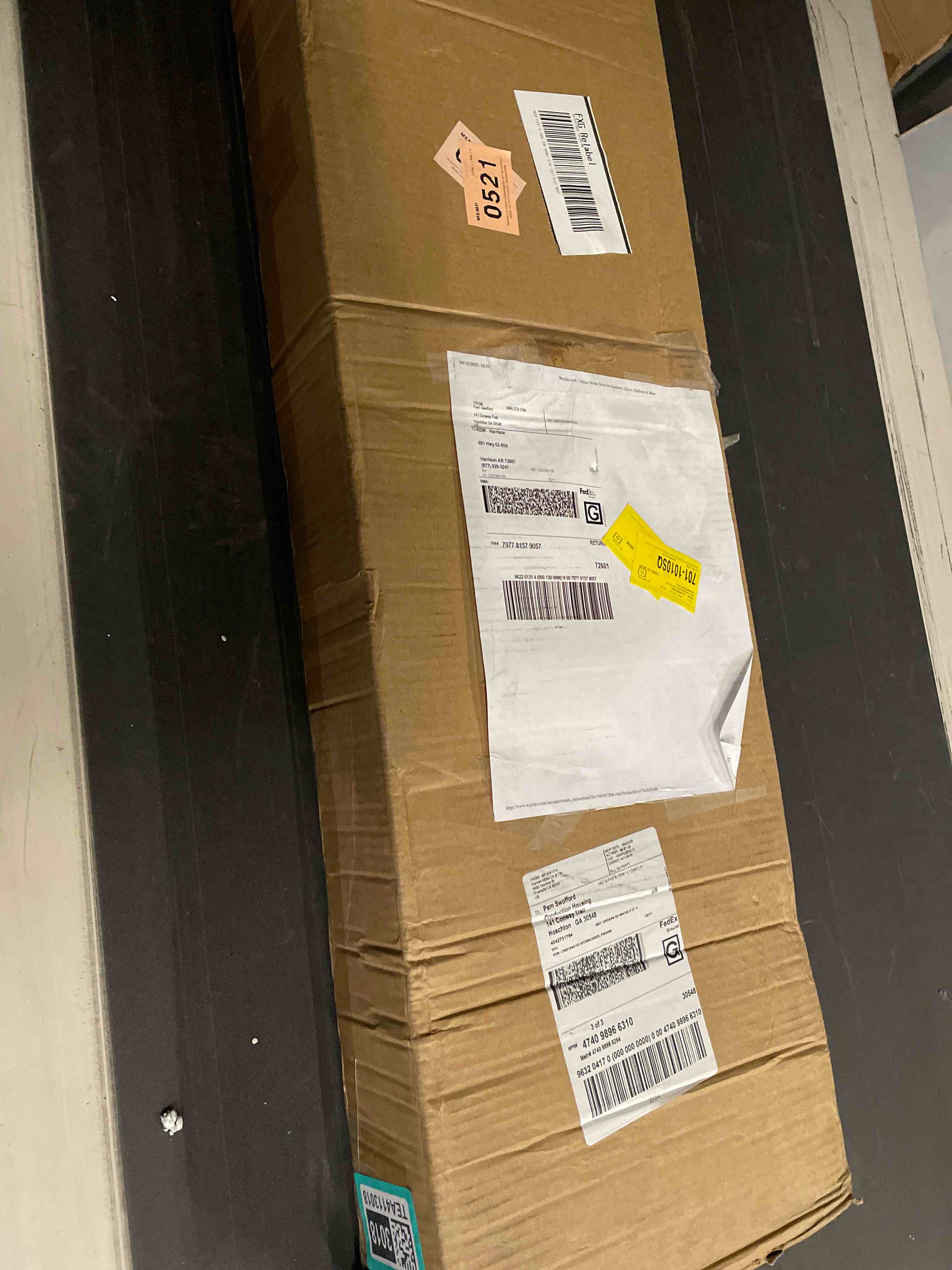 Condition photo showing As Is for 5-Lite Frosted Glass French door Wood And Manufacturing Wood French Door With Hardware Kit