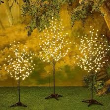 lighted cherry blossom tree, 4ft, 5ft and 6ft, pack of 3, warm white to multicolor, decorate home garden, summer, wedding, birthday, christmas holiday, party, for indoor and outdoor use