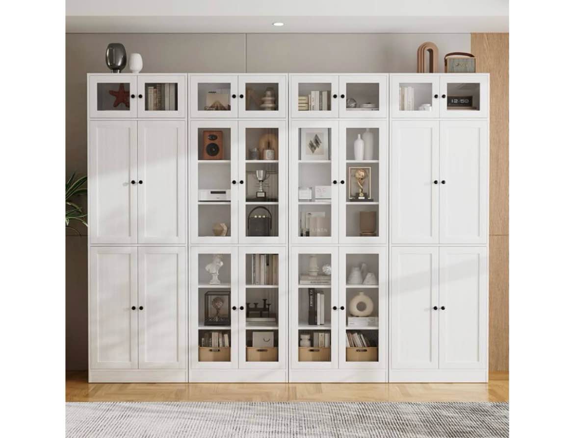 Reshelle 71" H x 94.5" W Glass Library Bookcase