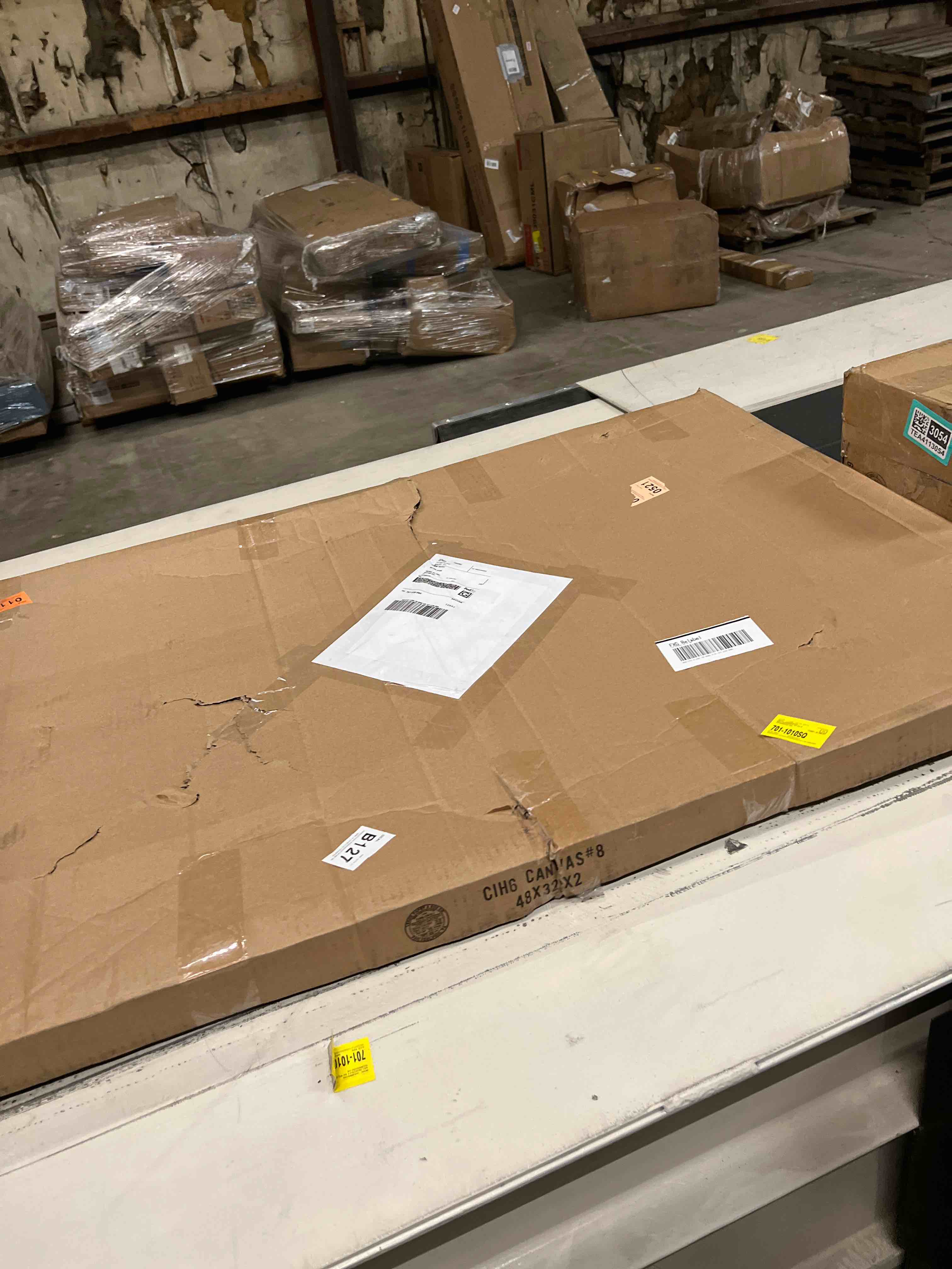 Condition photo showing As Is for Duotone Highland Cow Mountain Nature Animals Large Framed Canvas Print Wall Art