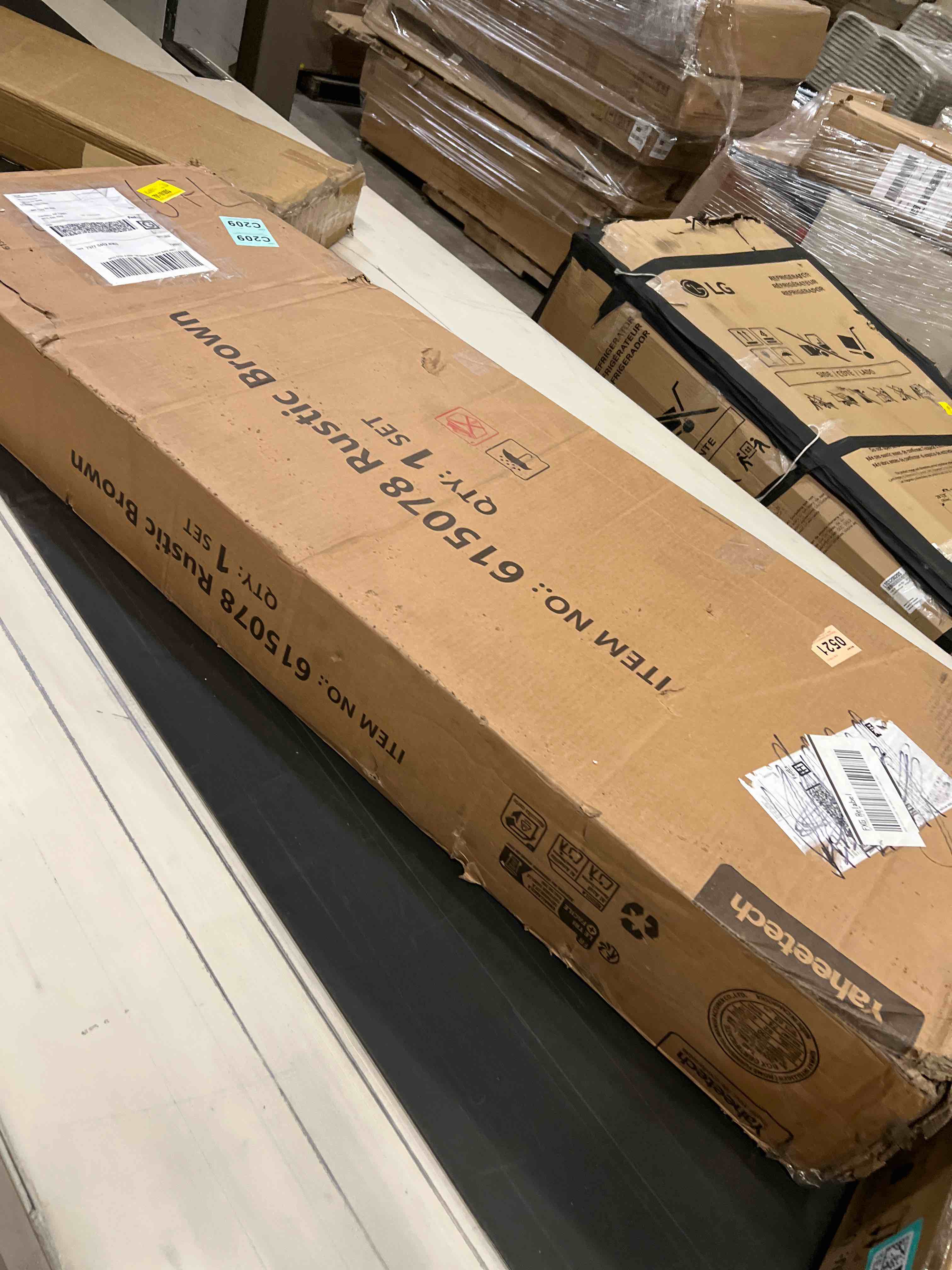 Condition photo showing As Is for Industrial TV Stand Media with Sliding Barn Doors for 55 Inch TV