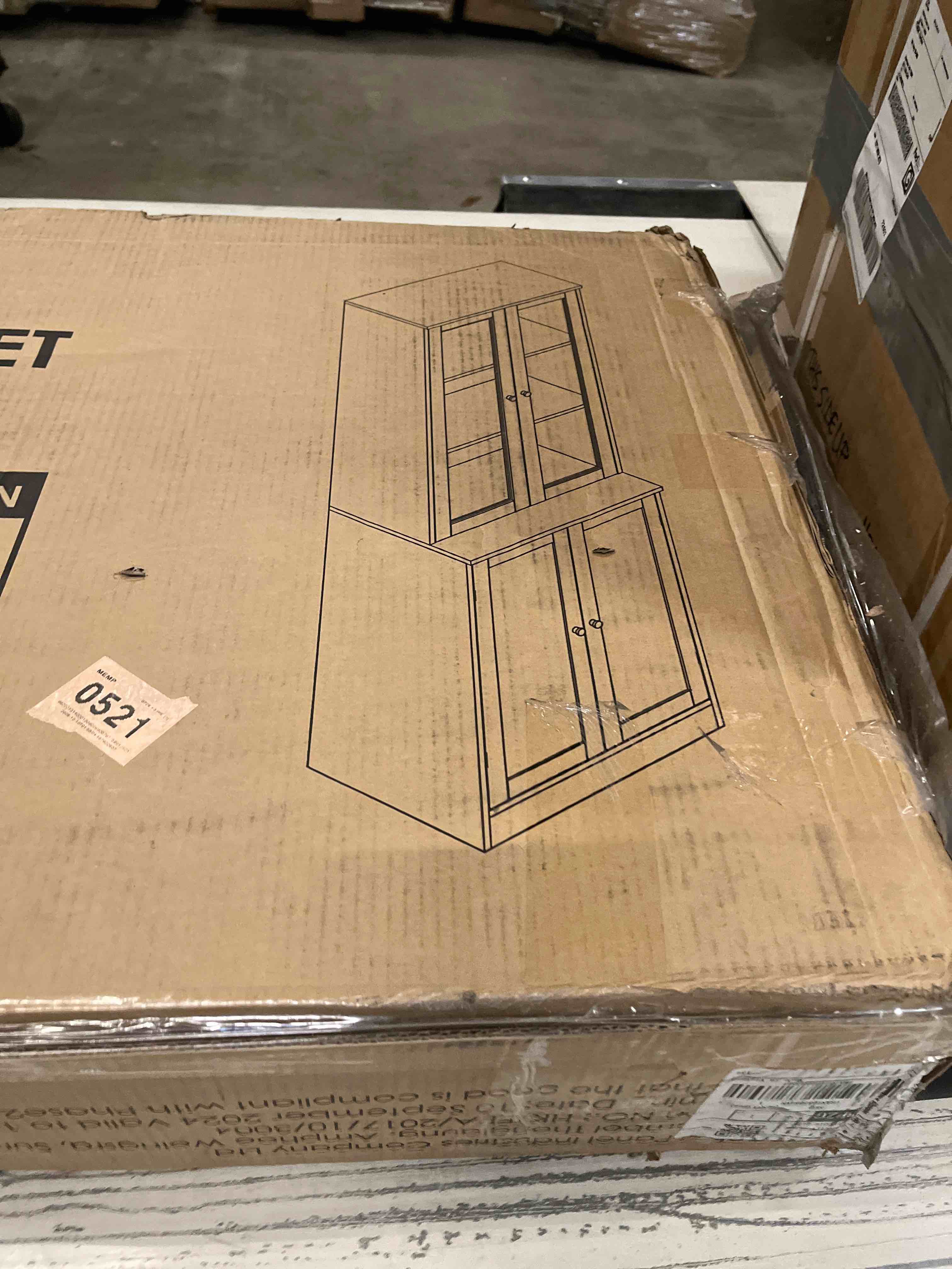 Condition photo showing As Is for Reshelle 71" H x 94.5" W Glass Library Bookcase