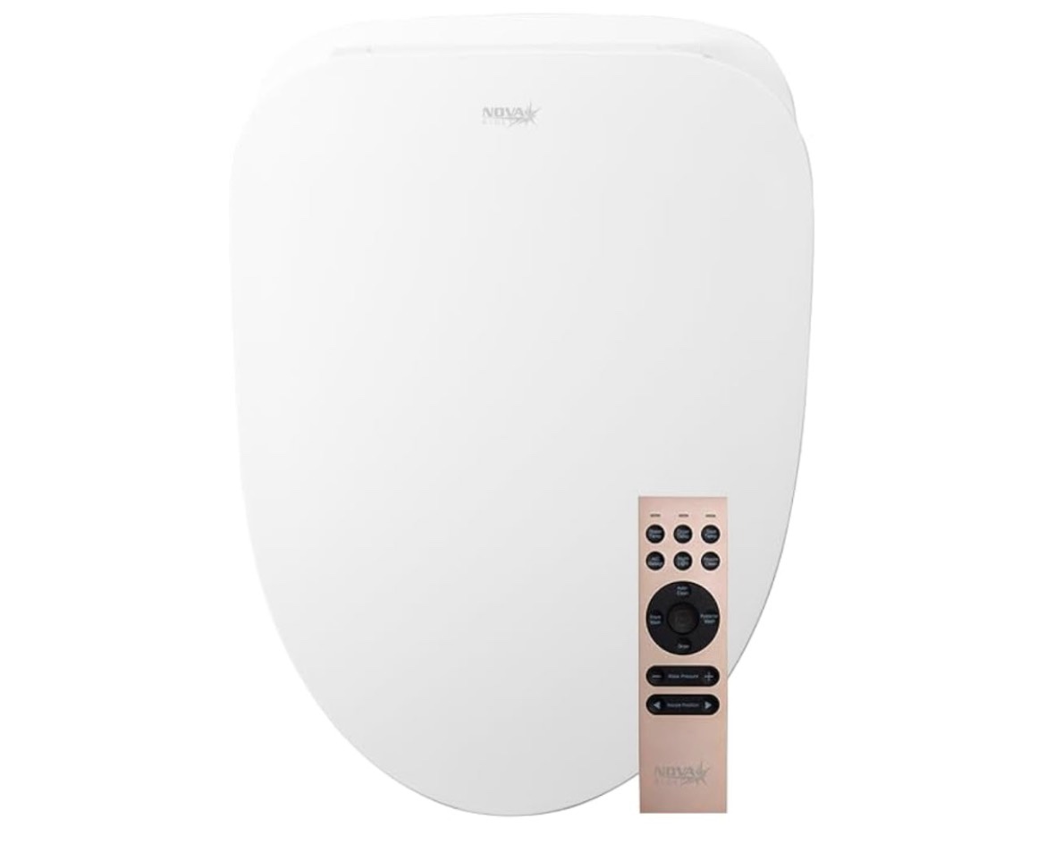 Non-Electric Bidet Toilet, MAP 1000g Powerful Flush Smart Toilet with Lady/Rear Wash, Foot-kick Flush, ADA Comfort Seat Height (Power Free)