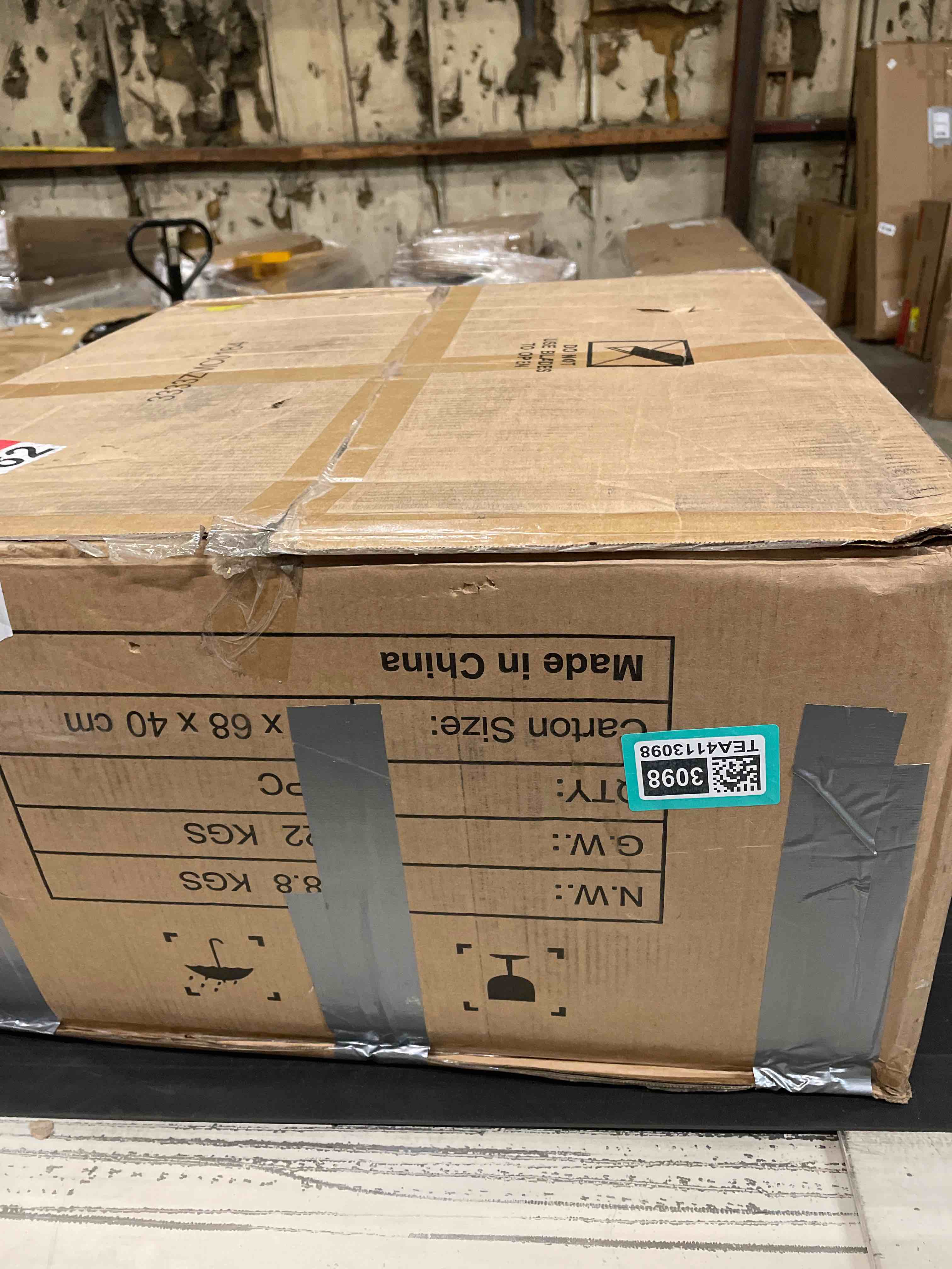 Condition photo showing As Is for Brand-Man Grills 4-Burner Propane Gas Grill Center & Kitchen Island with Storage Cabinets, Natural Gas Convertible, Propane Barbecue Grill with Fold-out Prep Table for Patio Backyard Cooking, 44,000BTUs