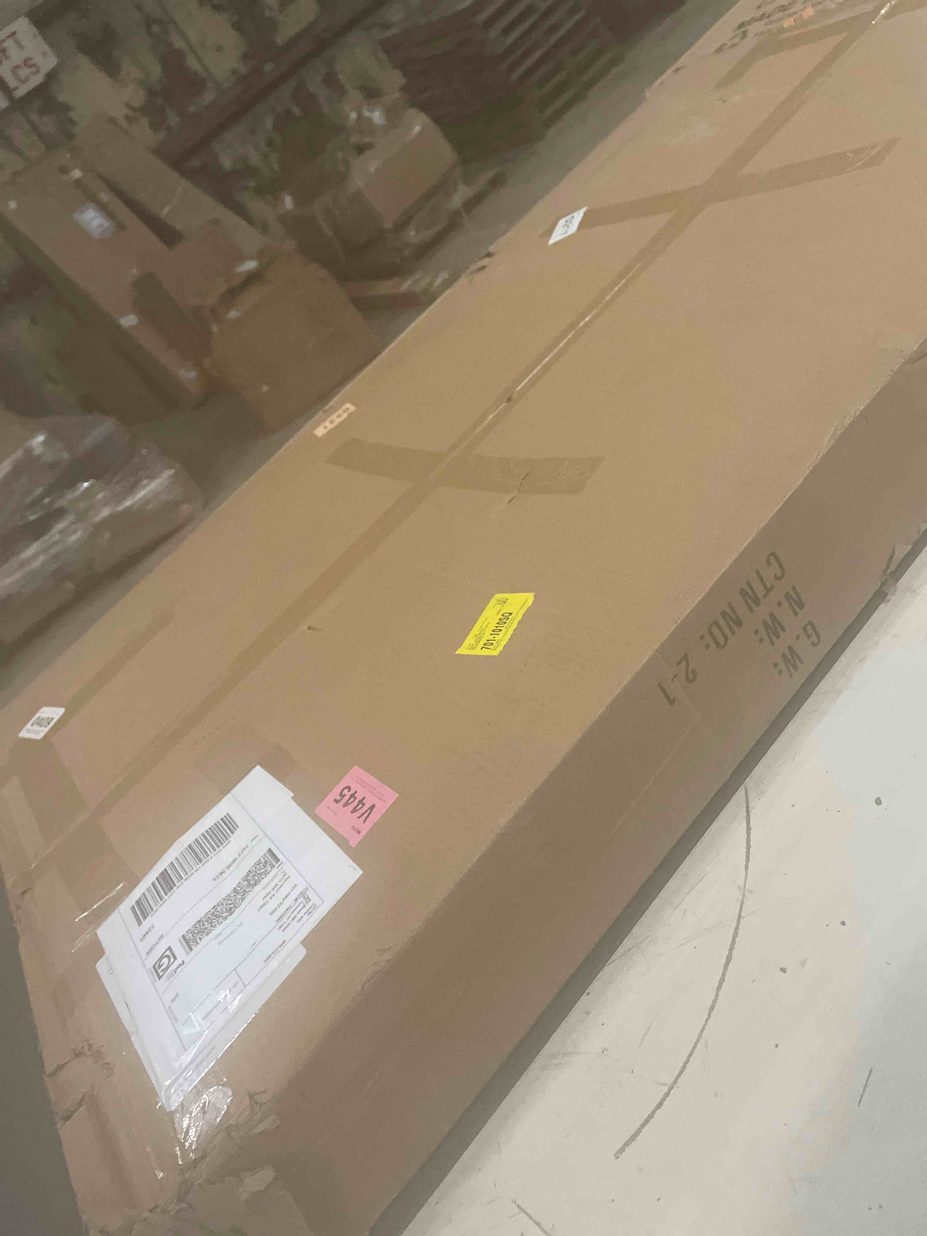 Condition photo showing As Is for 47.24" Wide Rectangular Coffee Table With Tempered Glass Top, Stainless Steel Double-layer Coffee Table For Living Room