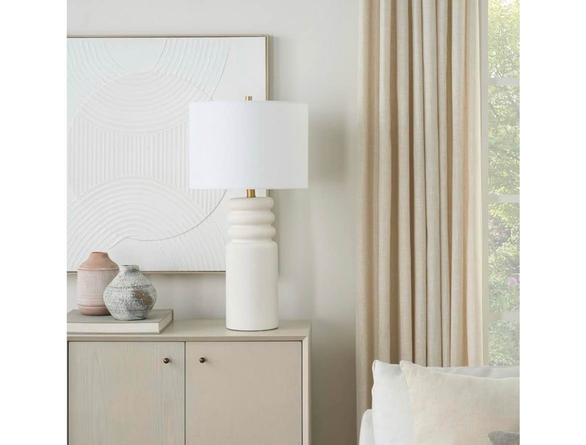 Ceramic Table Lamp - Ceramic Wave - White Shade